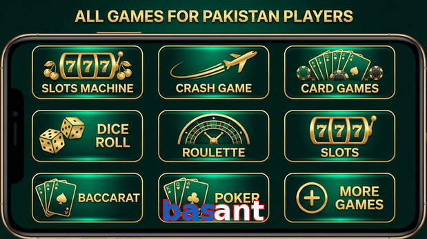 Main screen of Basant games page for PK players